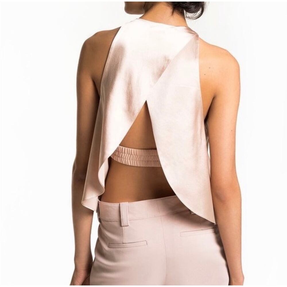 A.L.C. Jasper Silk Crossover Open Back Top with Built-in Bra - Sepia - Size 0